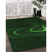 Patterned Deep Emerald Green Rug in Family Room, pat256grn