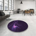 Round Patterned Purple Rug in a Office, pat256pur