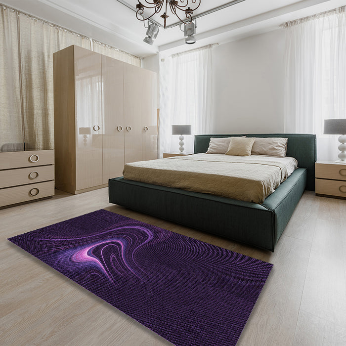 Patterned Purple Rug in a Bedroom, pat256pur