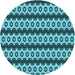 Square Patterned Bright Turquoise Blue Rug, pat2560lblu