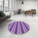 Round Patterned Violet Purple Rug in a Office, pat2560pur