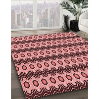 Patterned Light Coral Pink Rug, pat2560rd