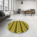 Round Patterned Yellow Rug in a Office, pat2560yw