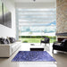 Square Patterned Sky Blue Rug in a Living Room, pat2561blu