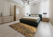 Patterned Caramel Brown Rug in a Bedroom, pat2561brn
