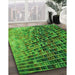 Patterned Deep Emerald Green Rug in Family Room, pat2561grn