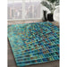 Patterned Dark Blue Grey Blue Rug in Family Room, pat2561lblu