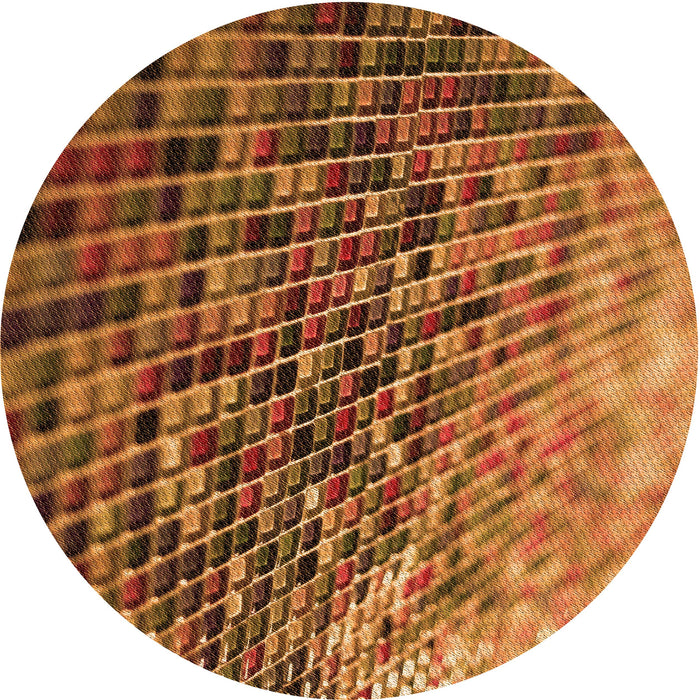 Square Patterned Saffron Red Rug, pat2561org