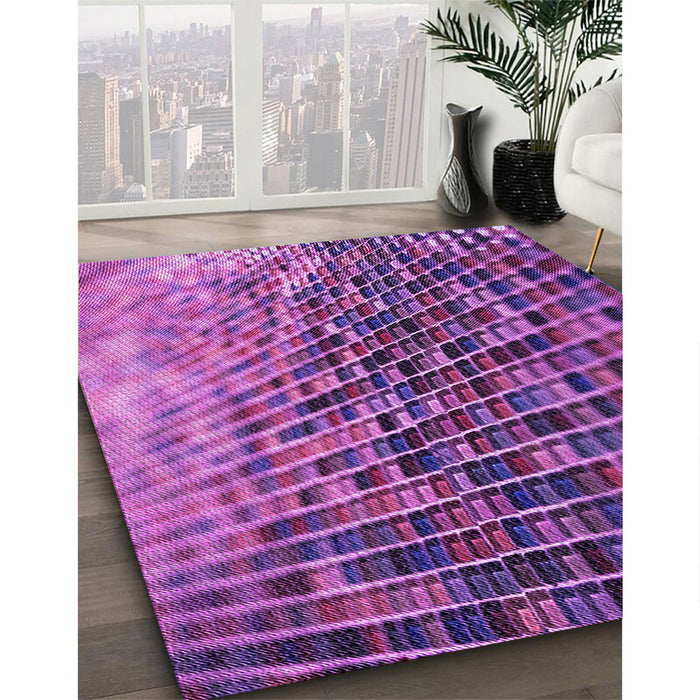 Patterned Dark Magenta Purple Rug in Family Room, pat2561pur