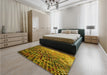 Patterned Dark Bronze Brown Rug in a Bedroom, pat2561yw