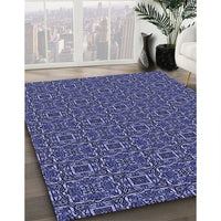 Patterned Medium Slate Blue Rug, pat2562blu