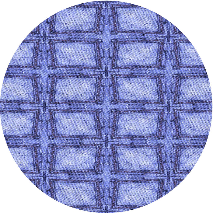 Square Patterned Denim Blue Rug, pat2563blu