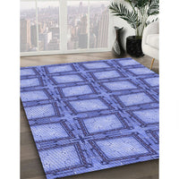 Patterned Denim Blue Rug, pat2563blu