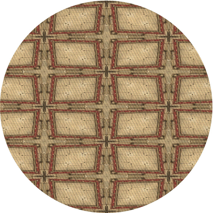 Square Patterned Saddle Brown Rug, pat2563brn