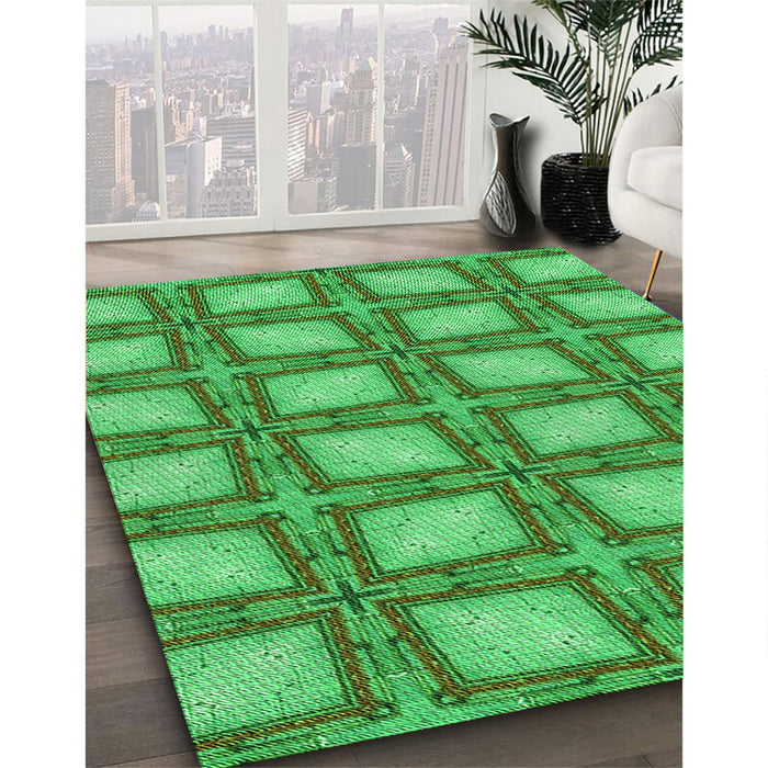 Machine Washable Transitional Forest Green Rug in a Family Room, wshpat2563grn