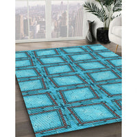 Patterned Glacial Blue Ice Blue Rug, pat2563lblu