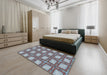 Patterned Light Steel Blue Novelty Rug in a Bedroom, pat2563