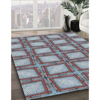 Patterned Light Steel Blue Novelty Rug, pat2563