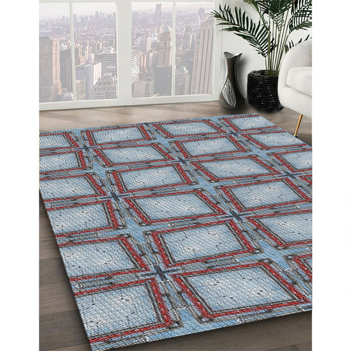 Machine Washable Transitional Light Steel Blue Rug in a Family Room, wshpat2563