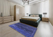 Patterned Blue Rug in a Bedroom, pat2564blu