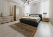 Patterned Light Brown Rug in a Bedroom, pat2564brn