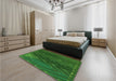 Patterned Deep Emerald Green Rug in a Bedroom, pat2564grn