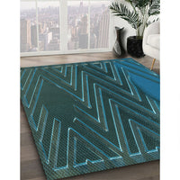 Patterned Deep Teal Green Rug, pat2564lblu