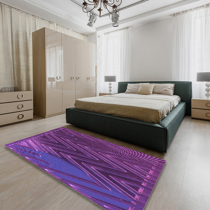 Patterned Purple Rug in a Bedroom, pat2564pur