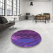 Round Patterned Purple Rug in a Office, pat2564pur