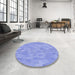 Round Patterned Light Slate Blue Rug in a Office, pat2565blu