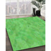 Patterned Neon Green Rug in Family Room, pat2565grn