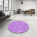 Round Patterned Violet Purple Rug in a Office, pat2565pur