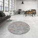 Round Patterned Gray Novelty Rug in a Office, pat2565