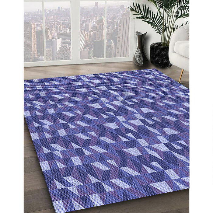 Patterned Sky Blue Rug in Family Room, pat2567blu