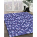 Patterned Sky Blue Rug in Family Room, pat2567blu