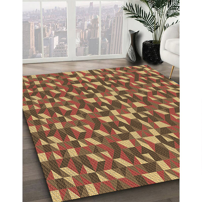 Patterned Caramel Brown Rug in Family Room, pat2567brn