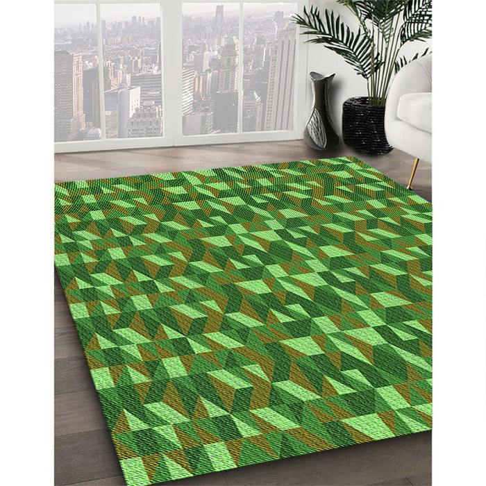 Patterned Green Rug in Family Room, pat2567grn