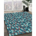 Machine Washable Transitional Macaw Blue Green Rug in a Family Room, wshpat2567lblu