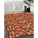 Patterned Orange Rug in Family Room, pat2567org