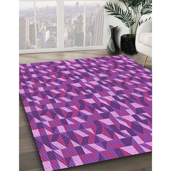 Patterned Purple Rug in Family Room, pat2567pur