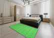 Patterned Lime Green Rug in a Bedroom, pat2568grn