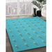 Machine Washable Transitional Dark Turquoise Green Rug in a Family Room, wshpat2568lblu