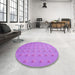 Round Patterned Violet Purple Rug in a Office, pat2568pur