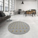 Round Patterned Pale Silver Gray Novelty Rug in a Office, pat2568