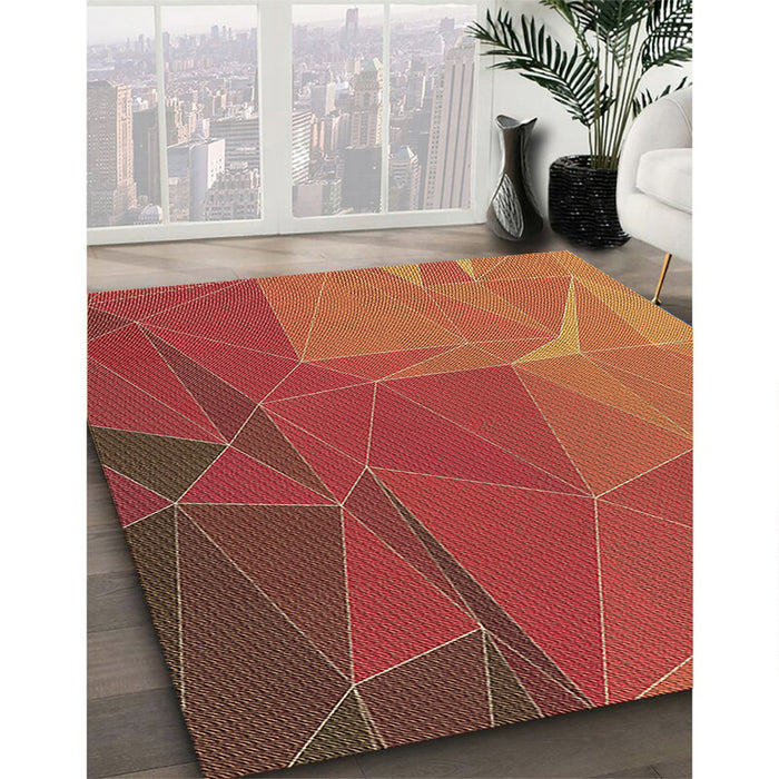 Machine Washable Transitional Orange Rug in a Family Room, wshpat2569brn