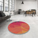 Round Machine Washable Transitional Red Rug in a Office, wshpat2569