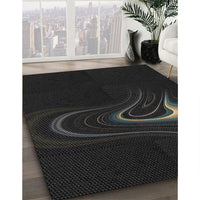 Patterned Black Novelty Rug, pat256