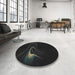 Round Patterned Black Novelty Rug in a Office, pat256