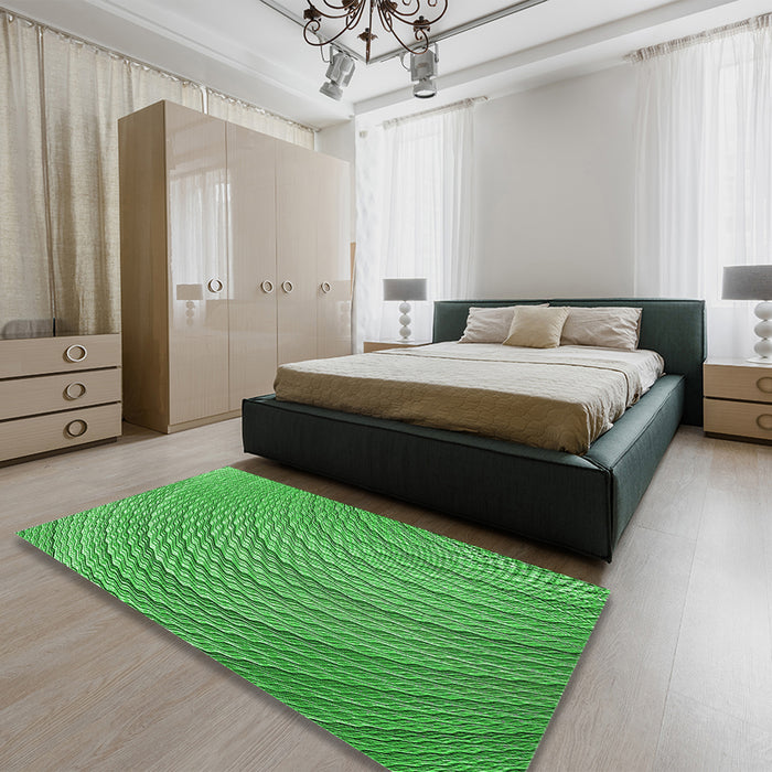 Round Machine Washable Transitional Green Rug in a Office, wshpat257grn