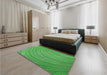 Patterned Green Rug in a Bedroom, pat257grn